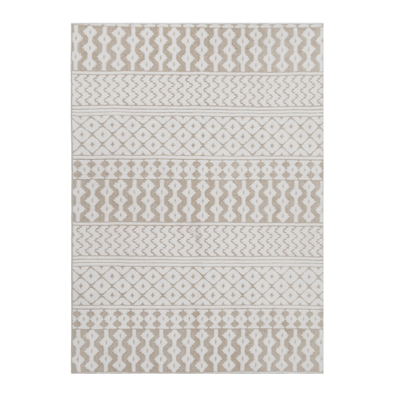 Tapis en velours de coton Bohemian, Rectangulaire 8 pi x 10 pi, Beige