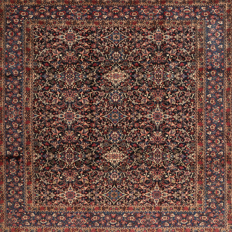 Tapis oriental rouge / bleu Sarah, Rond 7 pi
