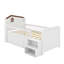 Lit mezzanine bas avec lumières DEL, lit mezzanine simple en bois avec tête de lit et tiroirs de rangement-2115031280