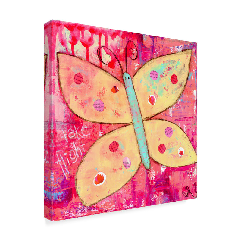 Art sur toile Huso «Yellow Butterfly», H 18 po x l 18 po x P 2 po