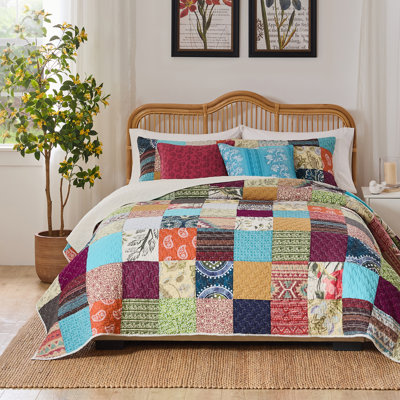Ensemble de courtepointe pour lit simple 2 pièces Greenland Home Fashions Renee Upicyclette 68 x 88 + 20 x 26
