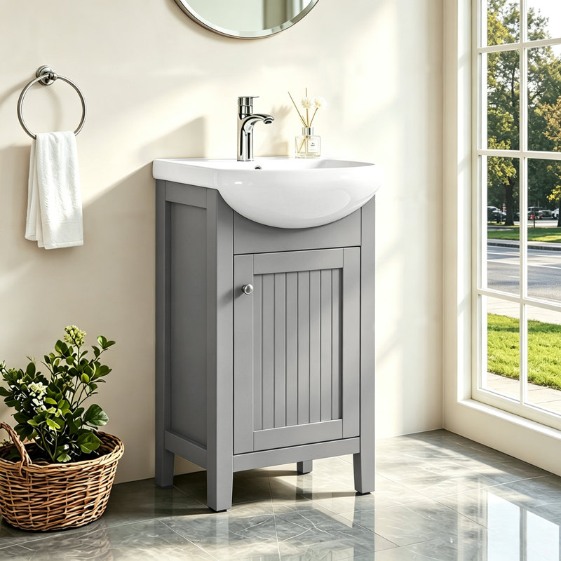 Chrystan 18'' Mini Single Bathroom Vanity with Ceramic Top