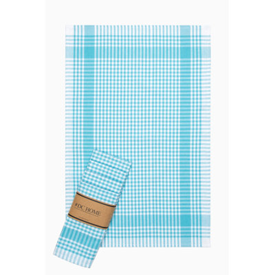 Soft & Absorbent Hand Towel Set (5 Pieces), Turquoise Checkered Pattern, 17.7 x 25.6 inches | 85% Cotton / 15% Polyester, 7.9 oz/sq ft | Machine Washable, Perfect for Bathroom & Kitchen Use, Quick-Drying & Durable