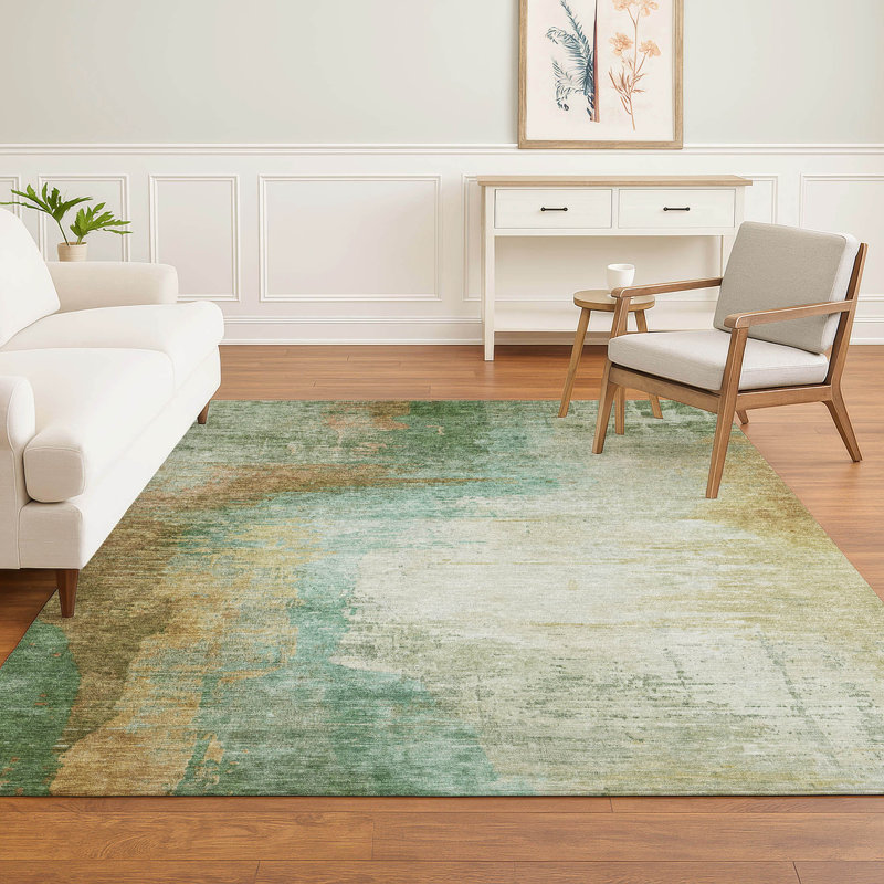 Tapis abstrait lavable à la machine de qualité supérieure Mayfield, Aloès, 3 pi x 5 pi