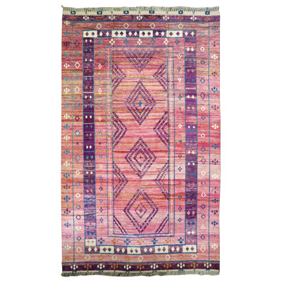 Tapis rose / mauve marocain unique 12 pi 4 po x 19 pi 7 po marocain