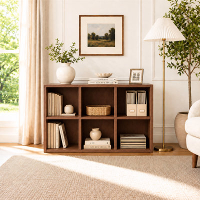 Étagère en bois à 6 compartiments, meuble de rangement et d'exposition en bois massif pour la maison