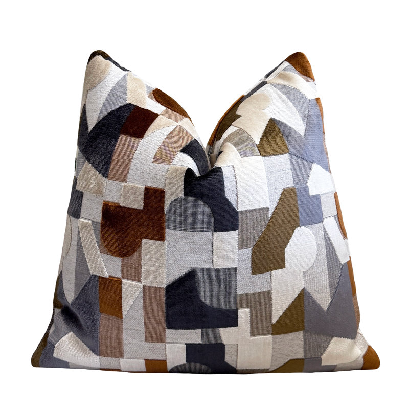 Housse de coussin Geodream, H 20 po x l 20 po, Motifs géométriques gris