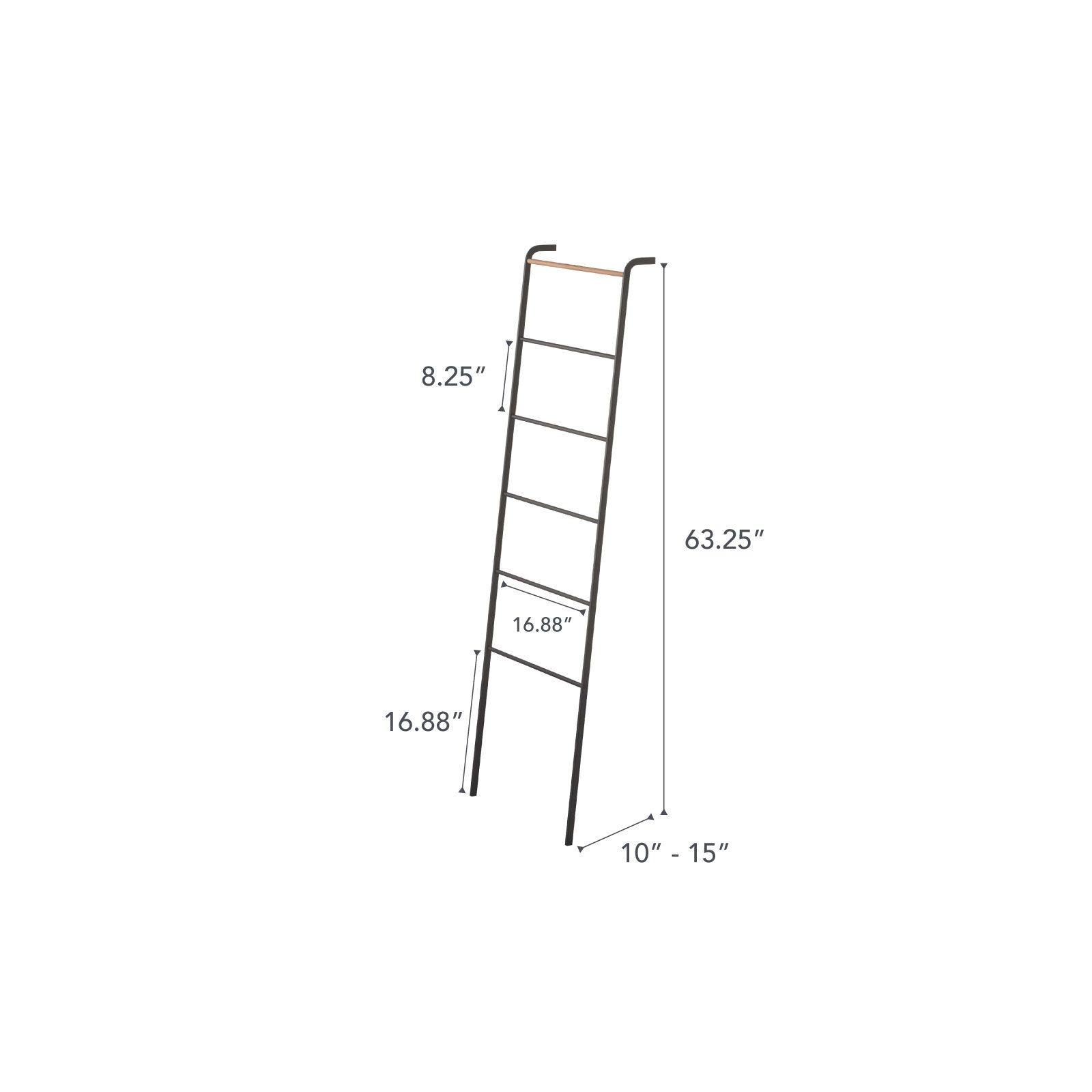 Yamazaki Home Leaning Ladder Rack, Steel, Black