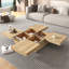 Table basse carrée en placage de bois avec plateau coulissant en grain de bois naturel 39,4 po