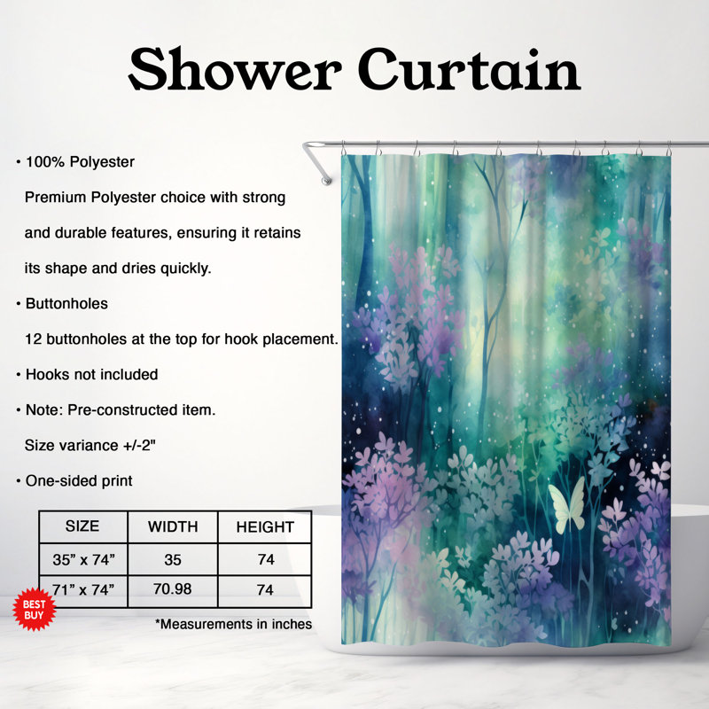 Rideau de douche Forest Splendor - Premium, H 74 po x l 71 po