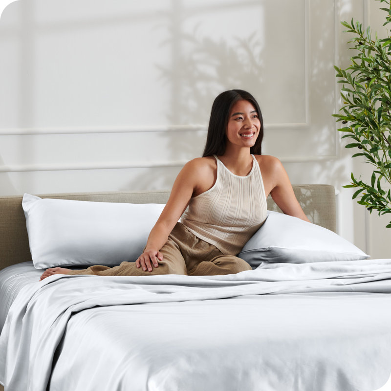 White Twin Poly Satin Sheet Set with Pillowcase