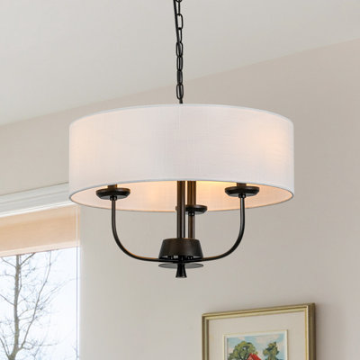 Luminaire suspendu tambour en tissu 3 lumières