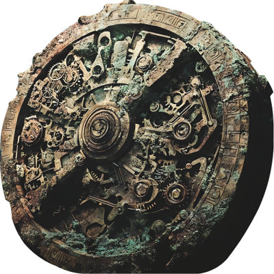 SP13154 Antikythera, mécanisme, ancien, 2000 ans, céleste, ordinateur, découpé, carton, debout, debout