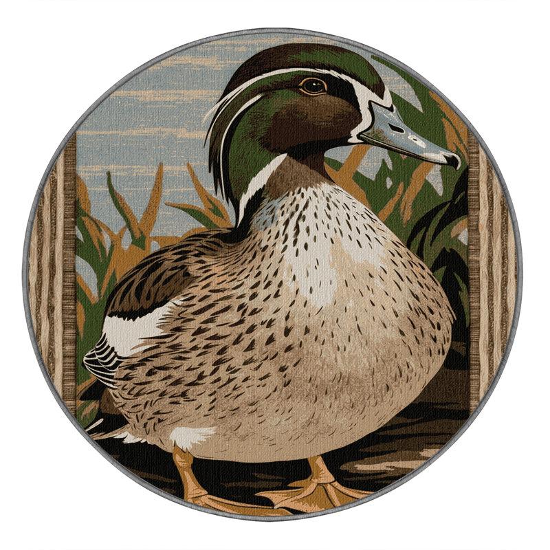 Washable American Wigeon Birds Area Rug, Rectangle 5' x 8'