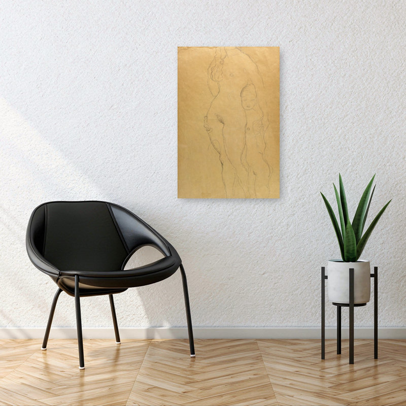 Tableau abstrait contemporain Mère et Fille, H 36 po x l 24 po