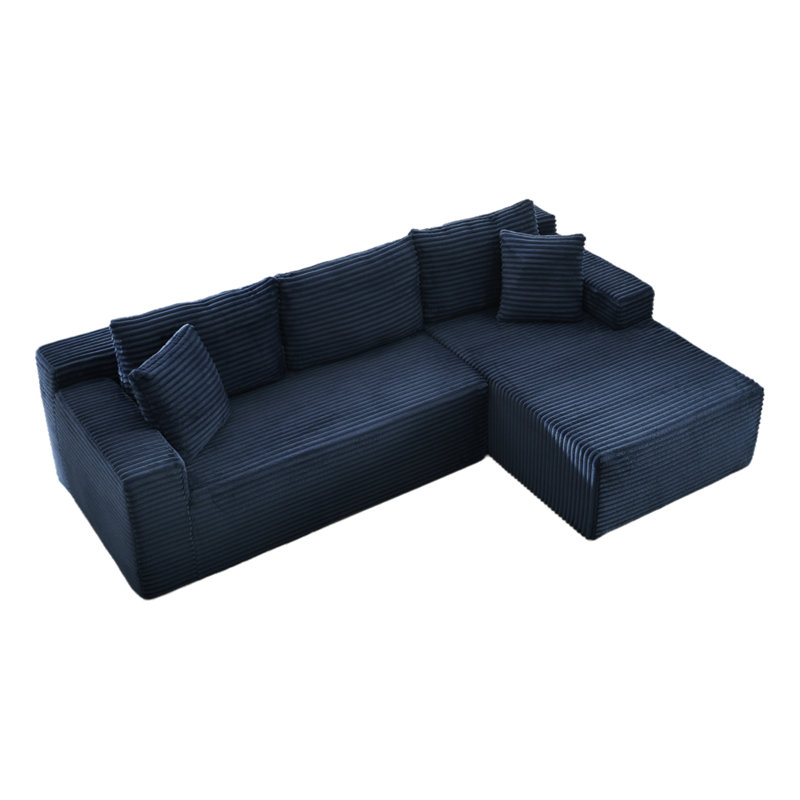 Canapé modulaire en L à assise profonde et canapé-lit modulaire, Orienté à droite, Bleu