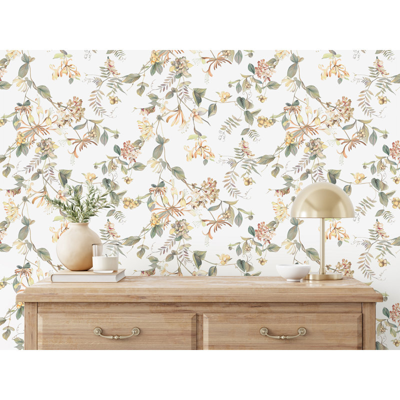 Amogh Collection Summer Floral Bouquet 10.05m x 53cm Wallpaper Roll, Beige