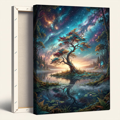 «Gallery Wrap», art mural sur toile pour le salon, la chambre à coucher, le bureau ou le vestibule - décoration murale décorative avec paysage fantastique