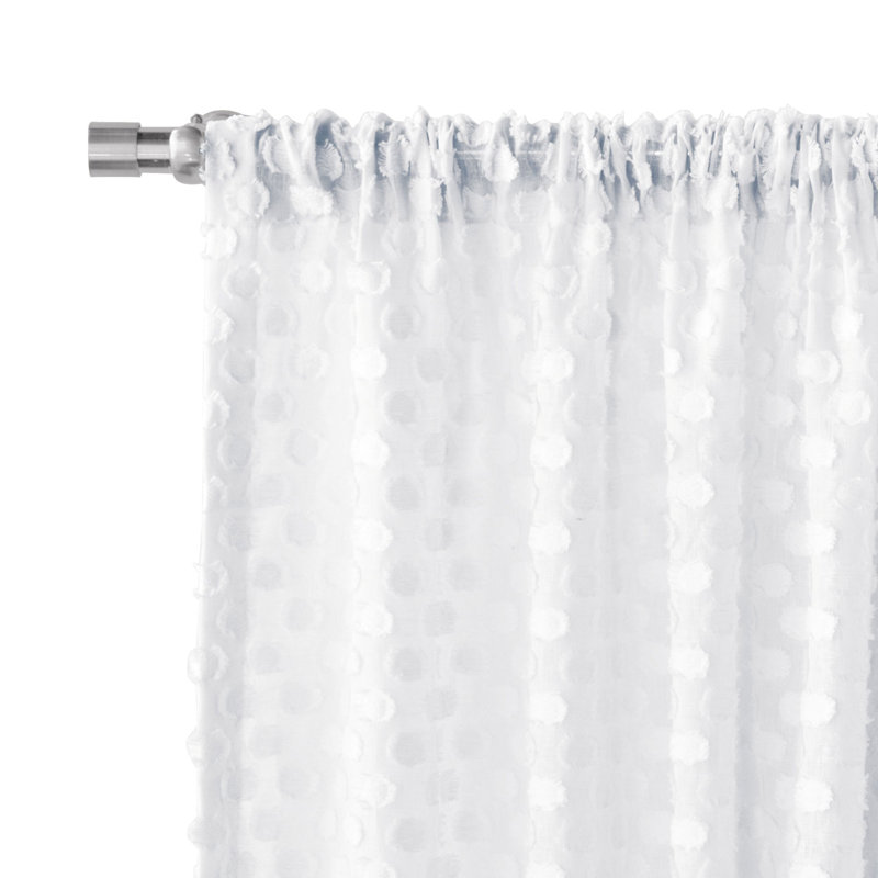Panneau de rideau Lilla Fil Coupe blanc, Blanc, L 96 po x L 84 po