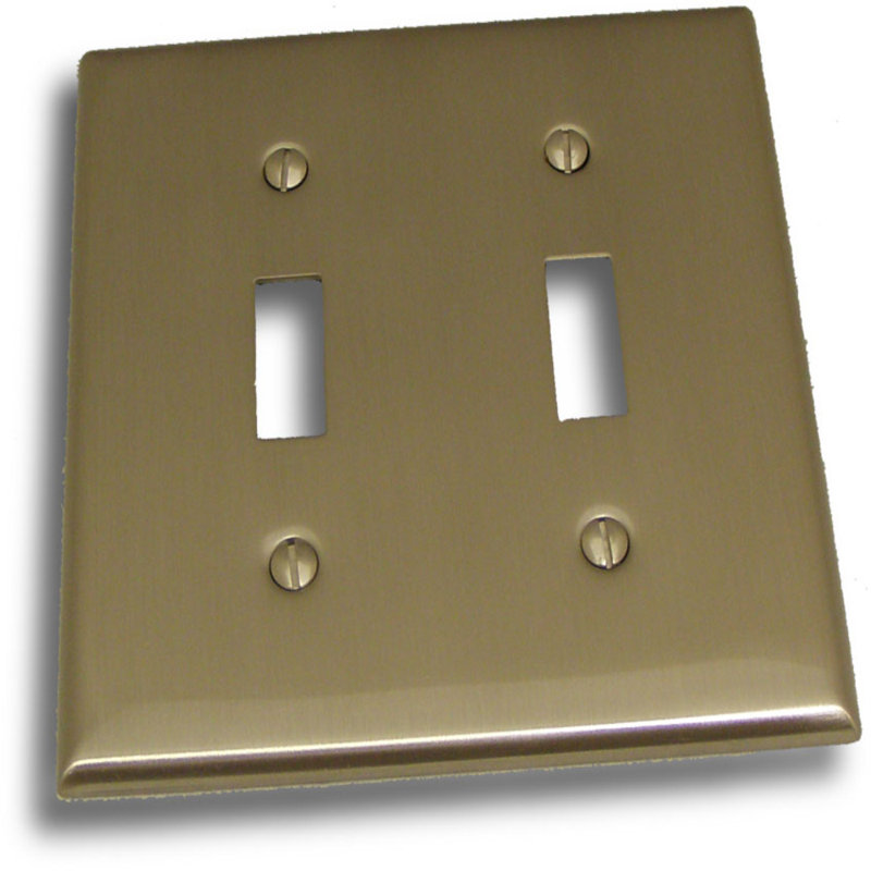 No Subject 2 - Gang Toggle Light Switch Standard Wall Plate, Satin Nickel