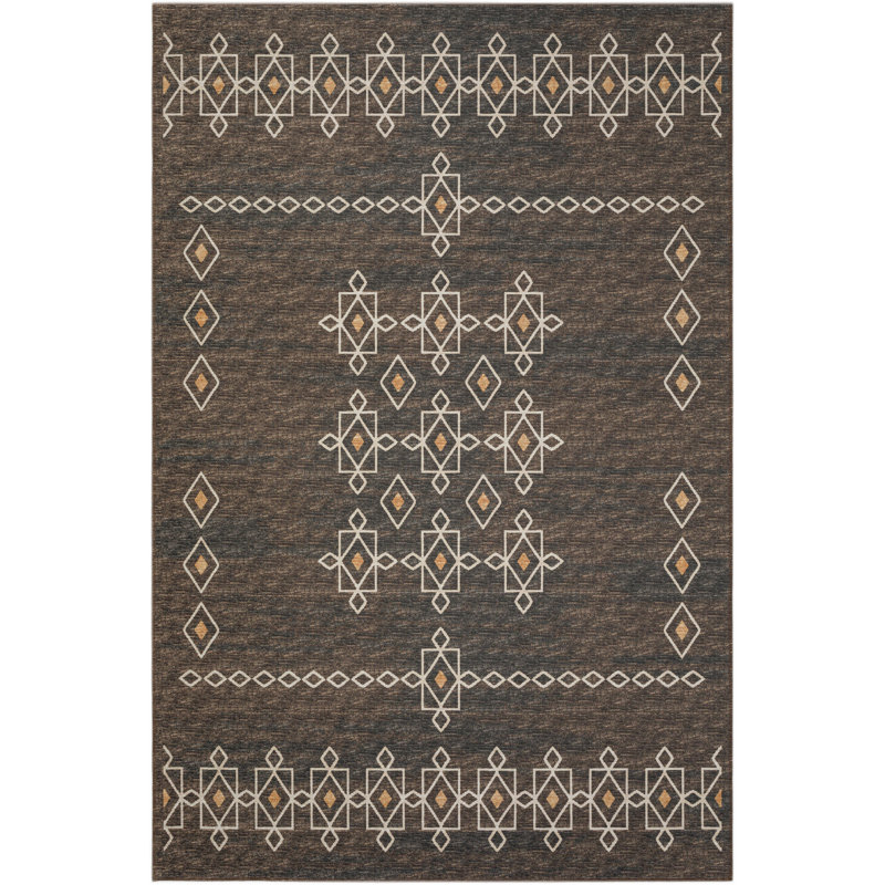 Anbar Chenille Washable Southwestern Indoor / Outdoor Rug, Rectangle 10' x 14'
