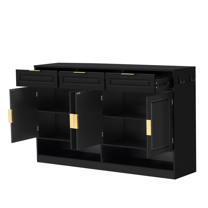 Buffet 59,1 po avec 4 portes Dulles, Noir