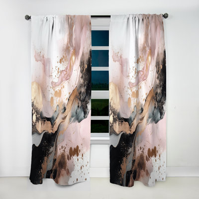 Luton - Texture or rose Splash Marble IV - Rideau en marbre abstrait - Velours obscurcissant - 1 panneau