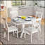 5-Piece Dining Set – Table & 4 Chairs – Solid Wood – Marble-Style Top, Seats 4-1231649324-1231649490