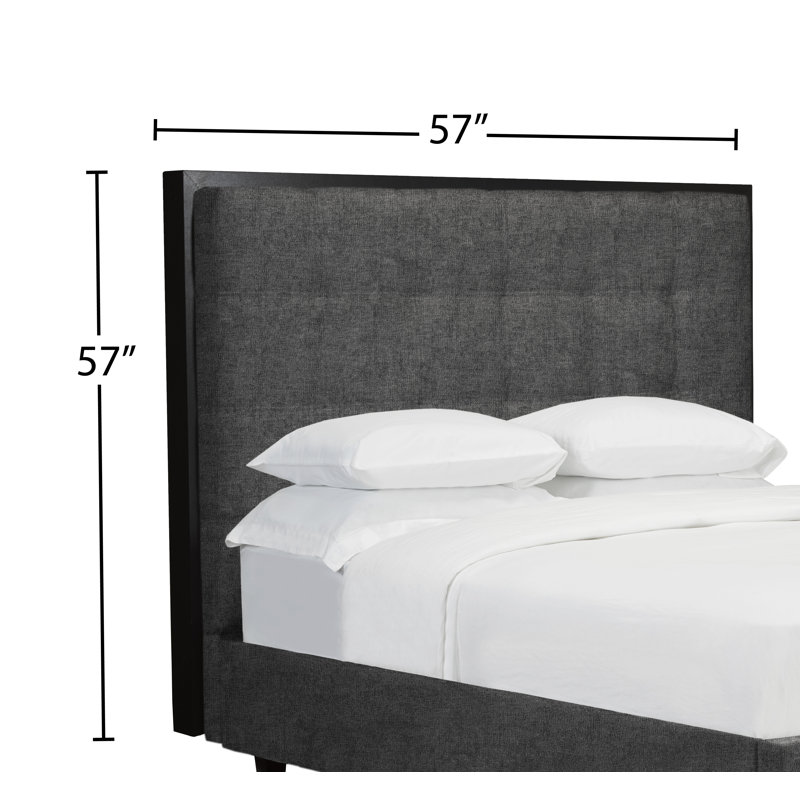 Tête de lit à panneau rembourré Synder, Double, Velours - Ardoisée
