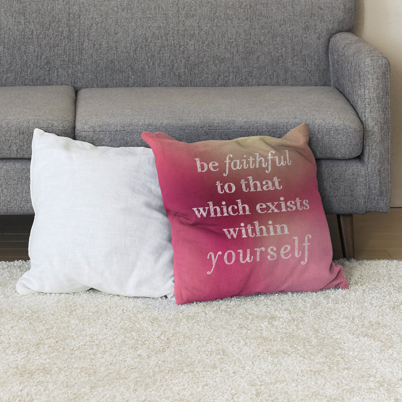 Coussin de sol be loyal to yourself, H 28 po x l 28 po, Lueur rose
