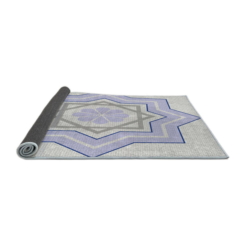 Tapis mauve/crème tissé à la machine, Rond 5 pi
