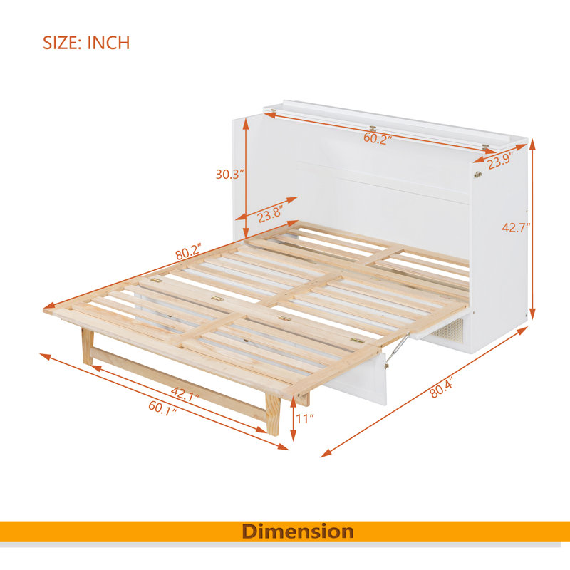Murphy Bed With Large Drawers, Twin, White