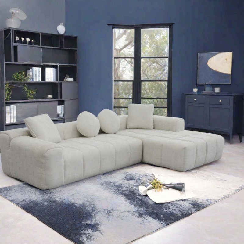 L Shaped Modular Sofa ,No Assembly Required, Light Gray Fabric
