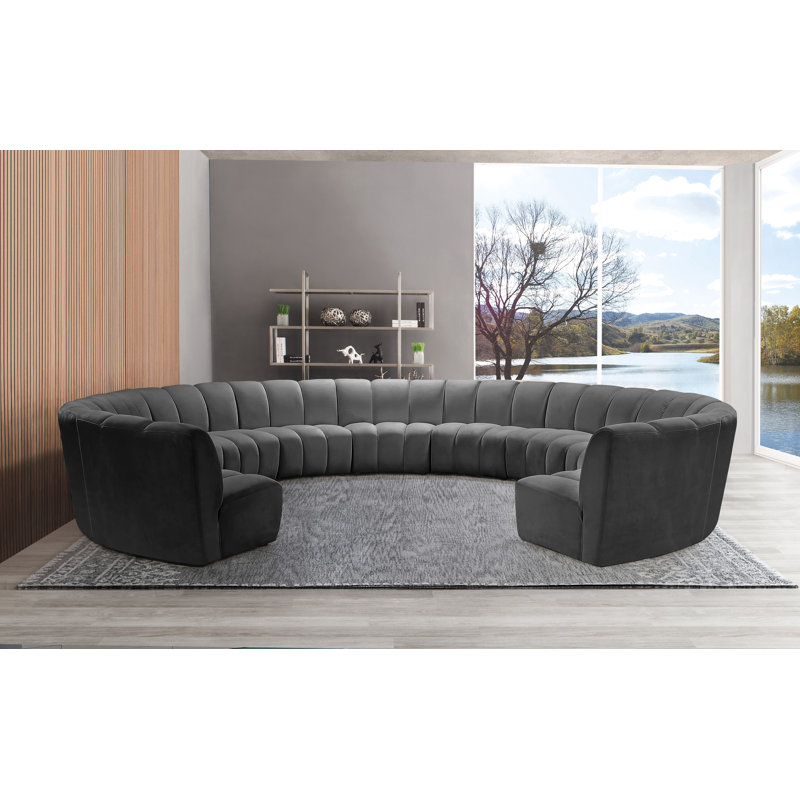 Canapé modulaire en velours Infinity, 11 pièces, Velours gris