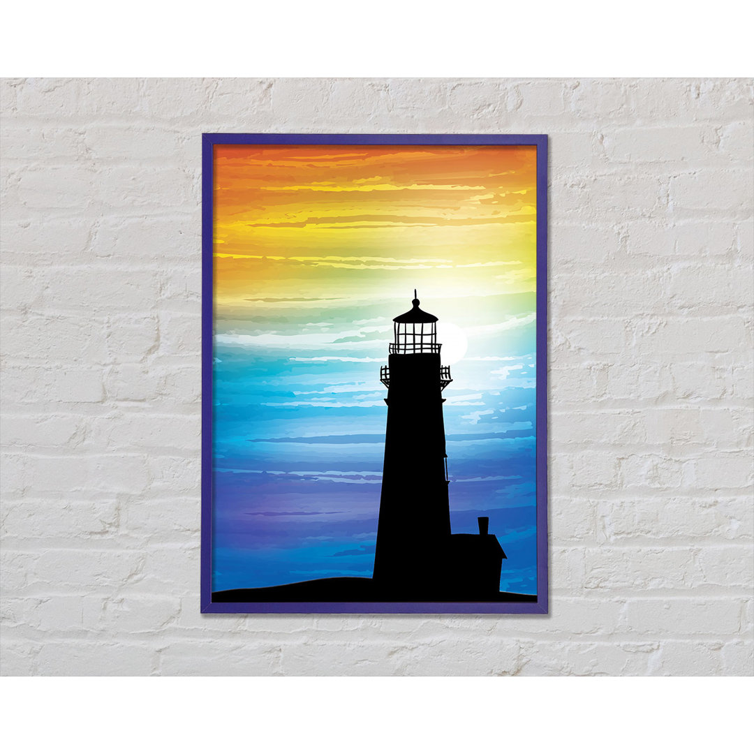 Gerahmtes Leinwandbild Lighthouse Rainbow Skies