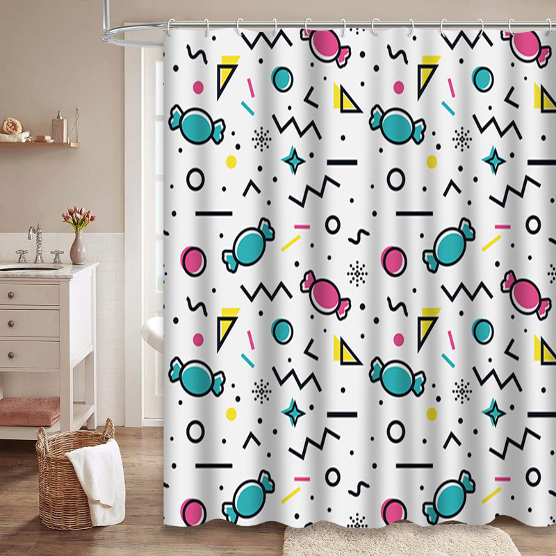 Rideau de douche à motif abstrait Memphis, L 72 po x l 84 po