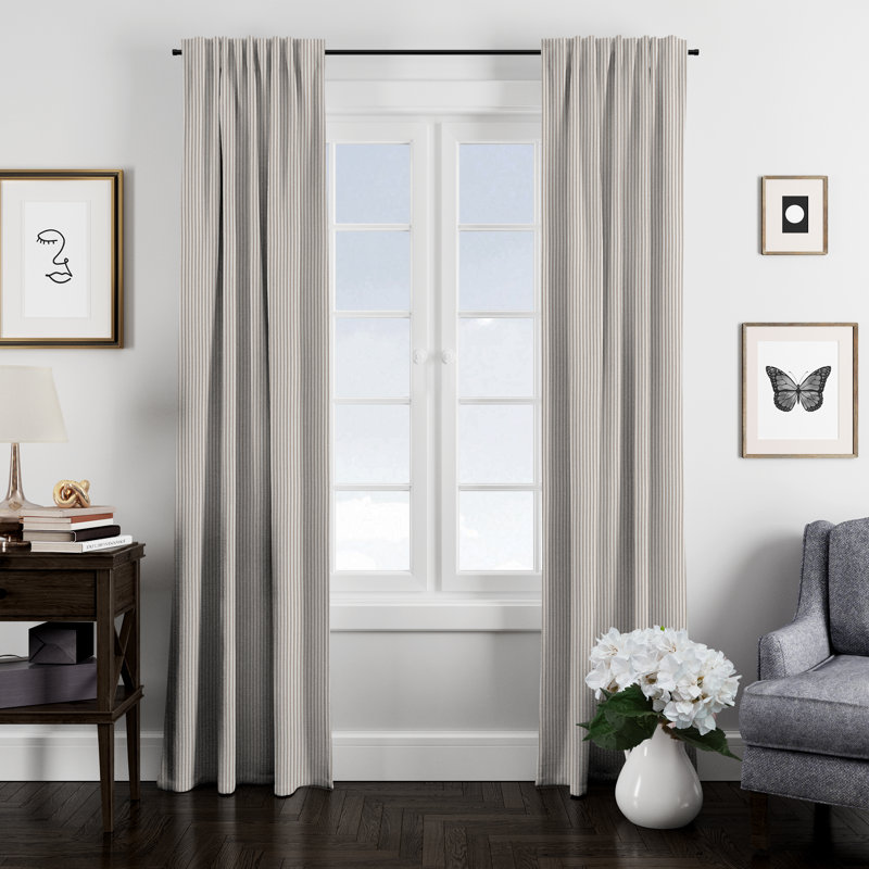 100% Cotton Ticking Stripe Room Darkening Rod Pocket Single Curtain Panel, Walnut, 50" W x 96" L