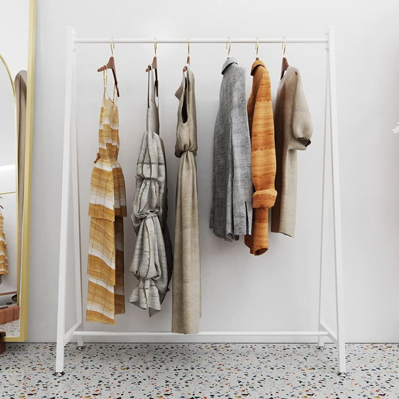 Portemanteau autoportant en métal blanc, portemanteau moderne avec tringle pour boutique, commerce de détail, salle de lavage