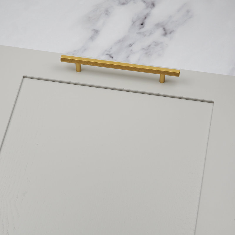 Hexagonal T-Bar Handles in Multiple Finishes, Brushed Brass, 160mm Handle