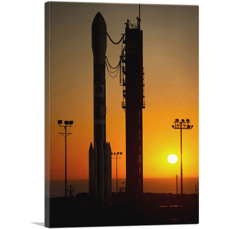 " Nasa Rocket Launch Pad Sunset ", 18" H x 12" W x 0.75" D