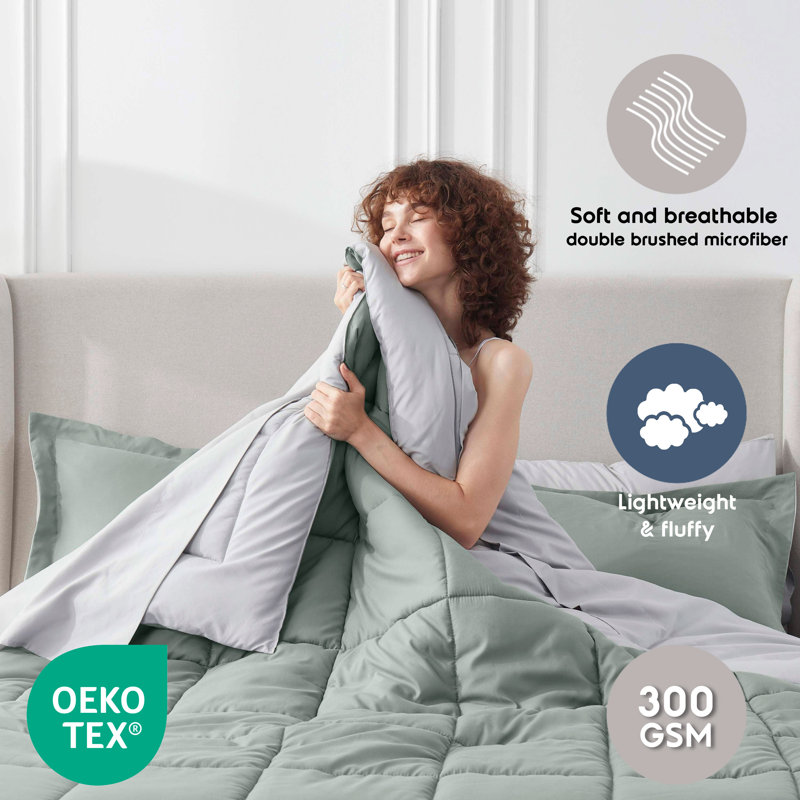 California King Sage Green Microfiber Reversible Bed in a Bag Set