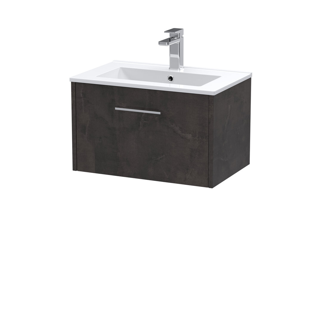 Hudson Reed Metallic Slate Juno Matt Wall Hung Single Drawer Vanity Unit And Minimalist Ceramic Basin | | Mdf | 600Mm - Image 3