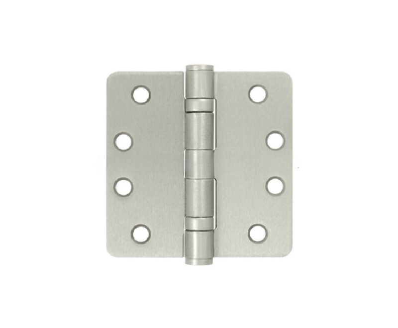 Deltana S44R4HDB5 4" x 4" x 1/4" Radius Hinge, HD, Ball Bearings in Antique Brass Pair, Brushed Nickel