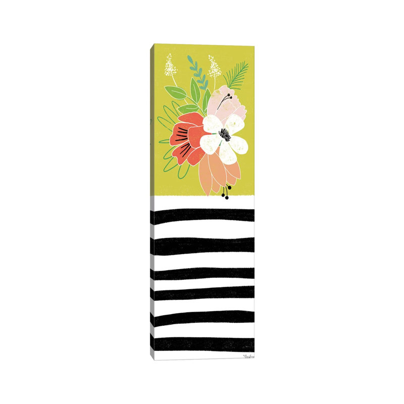 Green Floral 1 Piece Wrapped Canvas Panoramic Wall Art, 121.92 cm H x 40.64 cm W x 3.175 cm D