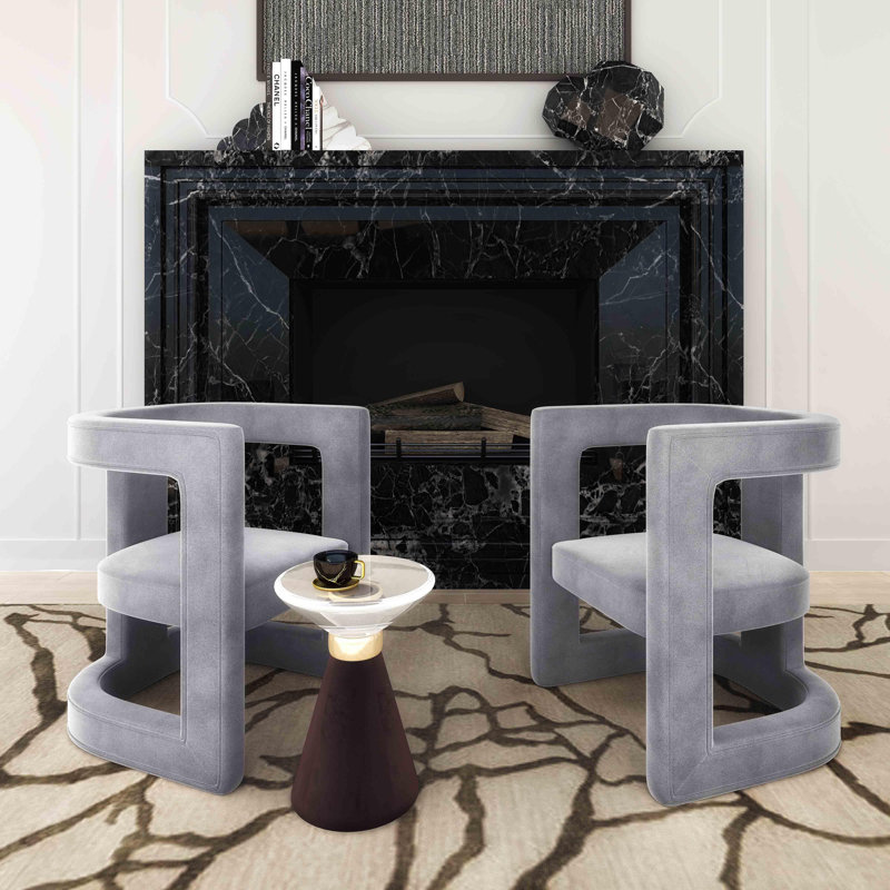 Baadur Dixon Solid + Manufactured Wood Trestle Dining Table, Light Gray Velvet