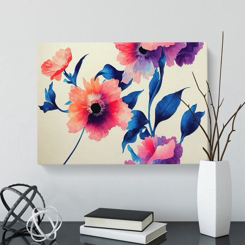 Precious Watercolour Flowers - Wrapped Canvas, 50cm H x 76cm W x 3cm D