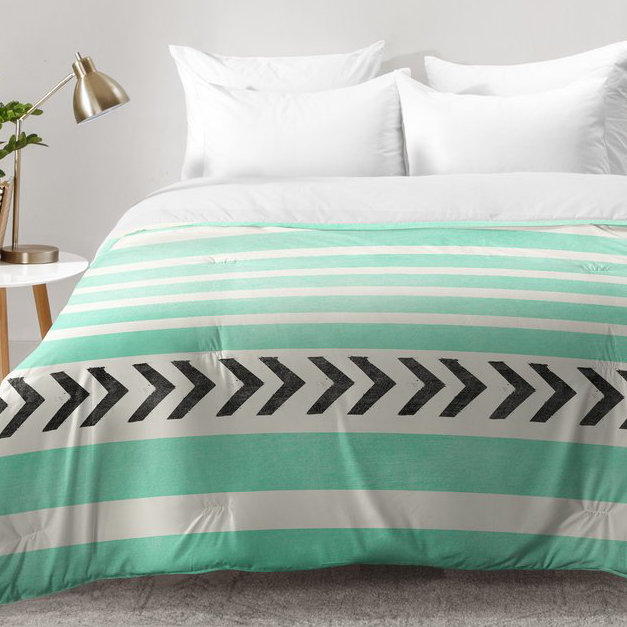 Allyson Johnson Modern & Contemporary Polyester Striped Comforter, Twin XL Comforter + 1 Standard Sham