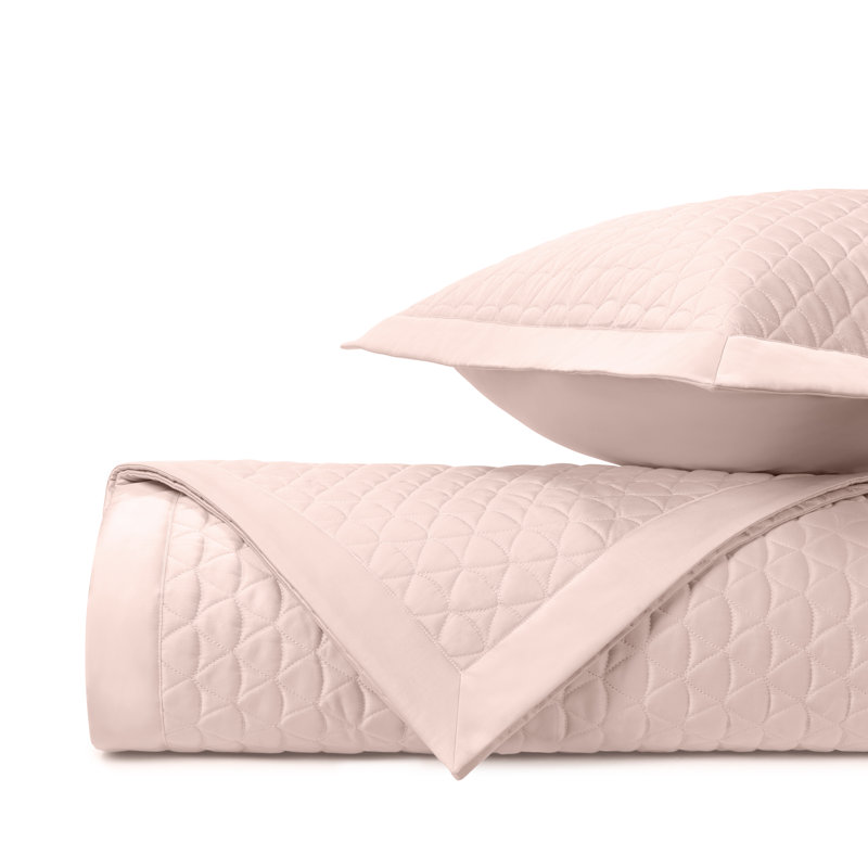 Anastasia Quilted Sateen Coverlet Set, Light Pink, King Coverlet/Bedspread + 2 Shams