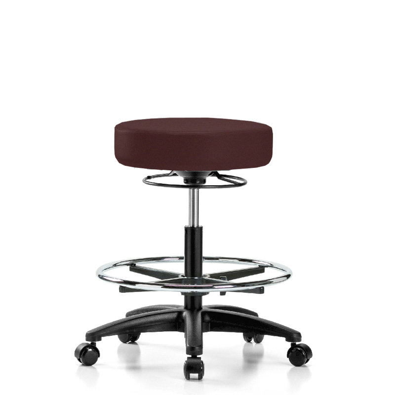Tabouret réglable en hauteur avec anneau de pied PERCH | Hauteur du banc élevé: 25 à 35 po, Chrome, Vinyl bleu colonial