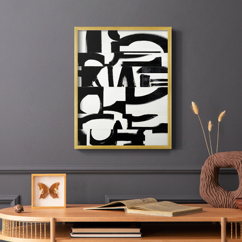 Prosperous Elements V10 Framed Print - Solid Wood, Gold, 10" H x 8" W